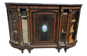 Antique French Empire Credenza Side Cabinet W Sevres Porcelain Plaque