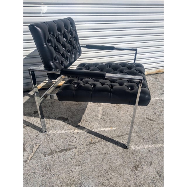 Mid-Century Modern Attributed Milo Baughman Mid 20th Century Leather Lounge Chair For Sale - Image 3 of 8