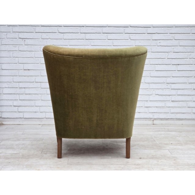 Danish Beech Armchair with Velour Upholstery, 1960s For Sale - Image 6 of 18