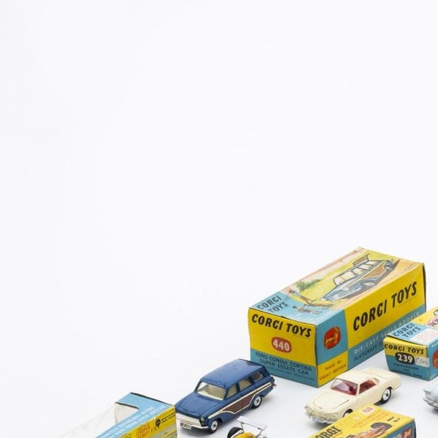 Corgi toys nine cars. Made in great britain in the 20th century, in metal and other materials, comprising: ford cortina...