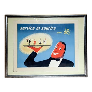 Expo 58 Service et Sourire Poster by M. Leclercq, 1958 For Sale