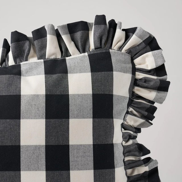 This pillow features Camden Cotton Check with a fringe finish. A classic one and a half-inch buffalo check, this woven...