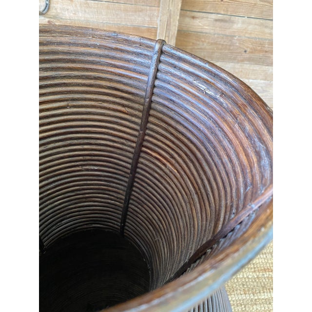 Vintage Coastal Palecek Pencil Reed Rattan Vase For Sale In Naples, FL - Image 6 of 13