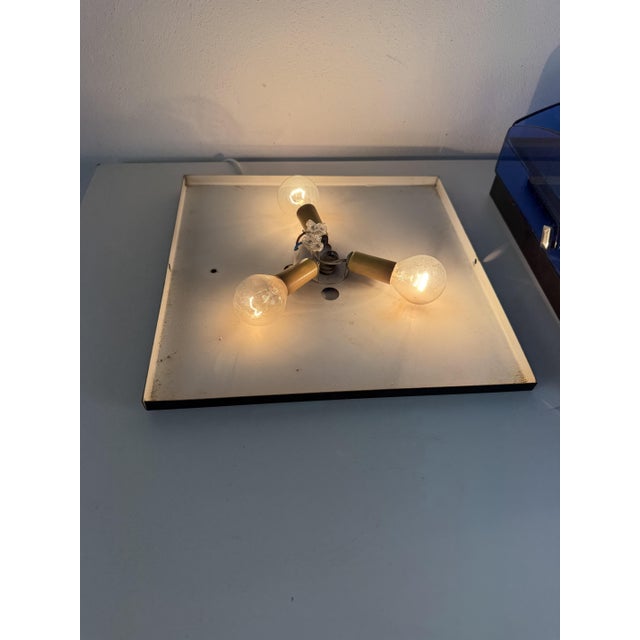 Three-Light Ceiling Lamp in Blue Stained Glass, 1960s For Sale - Image 9 of 10