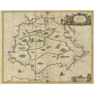 Antique Map of the Island of Borneo by Janssonius, 1650 For Sale