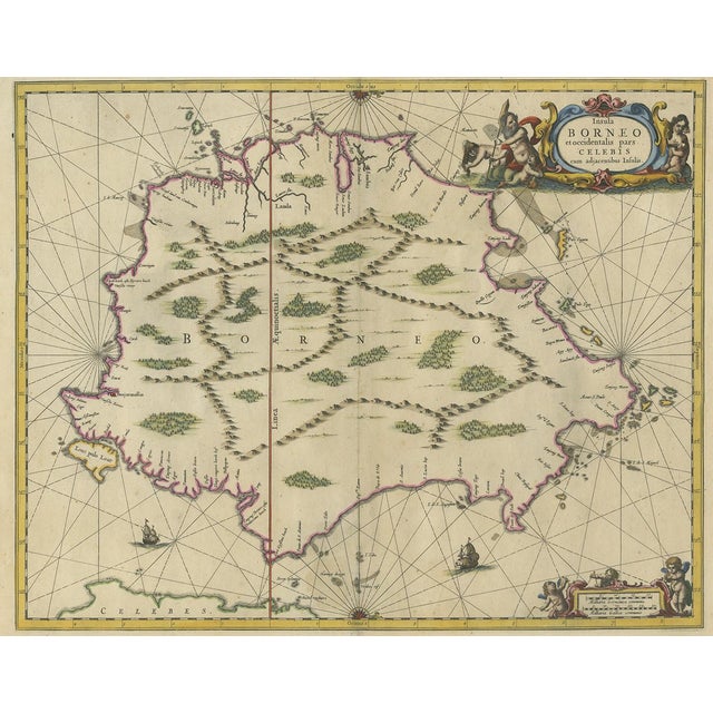 Antique Map of the Island of Borneo by Janssonius, 1650 For Sale