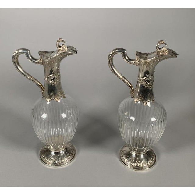 Antique Rococo Crystal and Silver Ewers, 1850, Set of 2 For Sale - Image 4 of 9