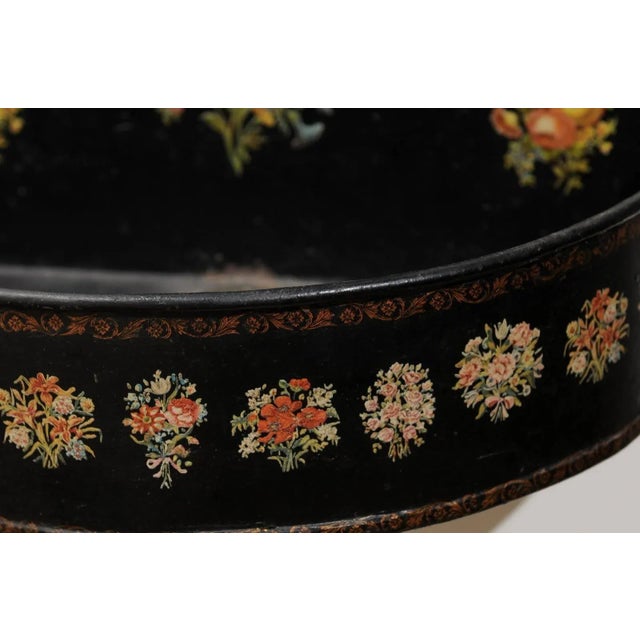 Black 1870s French Period Napoleon III Black Painted Tôle Lavabo with Floral Décor - A Pair For Sale - Image 8 of 11