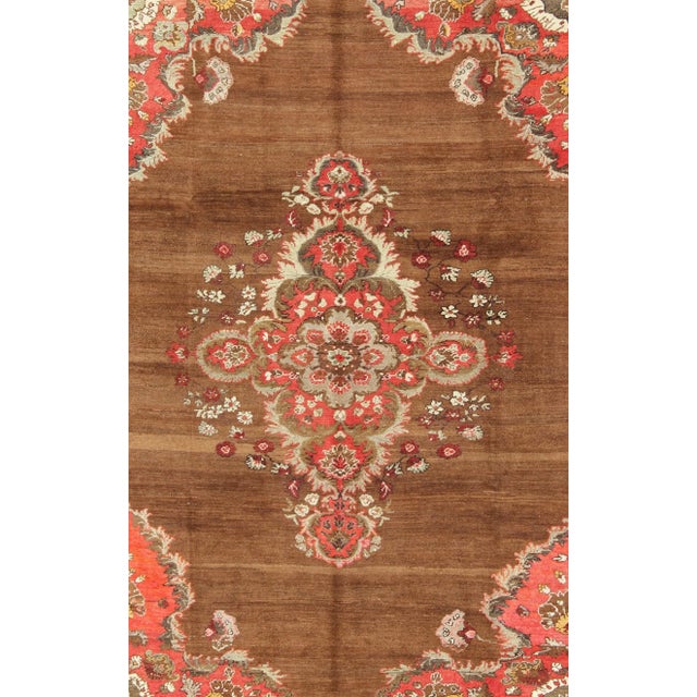 Textile Mid 20th Century Vintage Turkish Rug With Unique Colors in Brown Taupe Green and Gray For Sale - Image 7 of 8