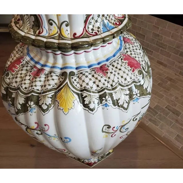 Monumental Italian Hand Painted Fiori Floor Vase For Sale - Image 4 of 11