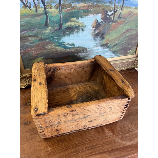 Brown Early 20th Century Handcrafted Primitive Dovetail Wooden Storage Box For Sale - Image 8 of 11