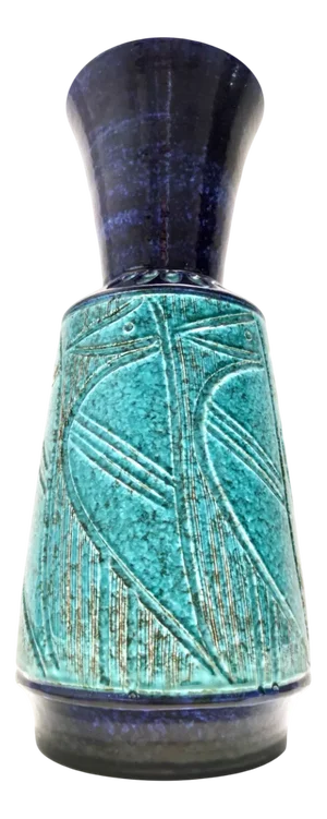 Postmodern Blue and Teal Ceramic Vase in the style of Bitossi, 1960s