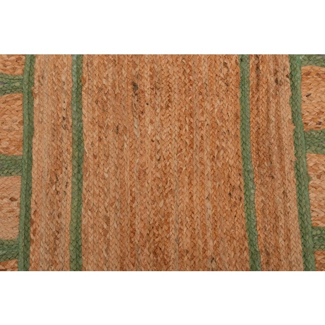 Boho Chic Olive Green Jute Scallop Handmade Bohomian Runner Rug 2.5x15 Ft. For Sale - Image 3 of 13