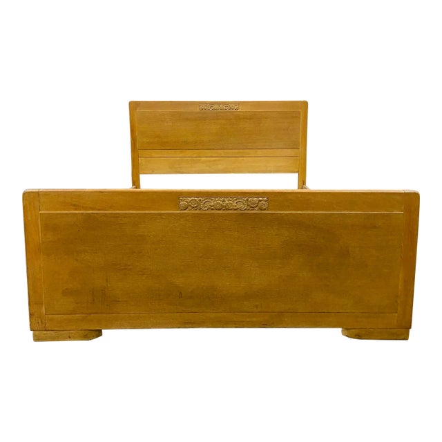 Vintage Thomasville Mid Century Blonde Art Deco Style Full Size Bed For Sale