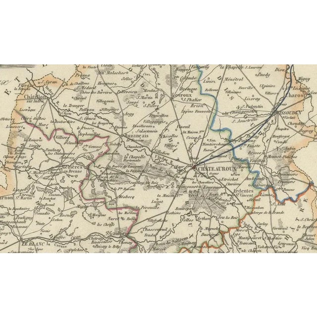 Antique French Map of Indre with Châteauroux and Issoudun, 1800s For Sale - Image 4 of 10