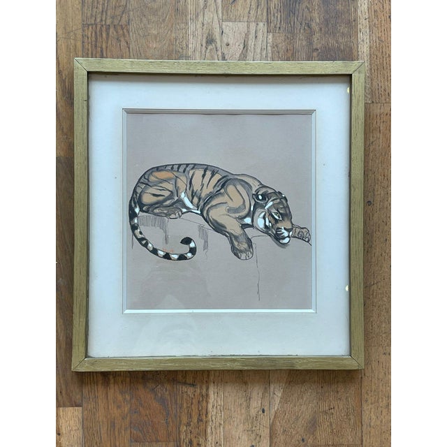 1920s Paul Jouve, Tiger, 1920, Pencil & Paint For Sale - Image 5 of 12