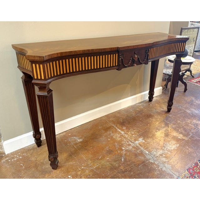 Neoclassical Vintage Henkel Harris Flamed Mahogany Adams Style Console Table Model No. 5758 For Sale - Image 3 of 17