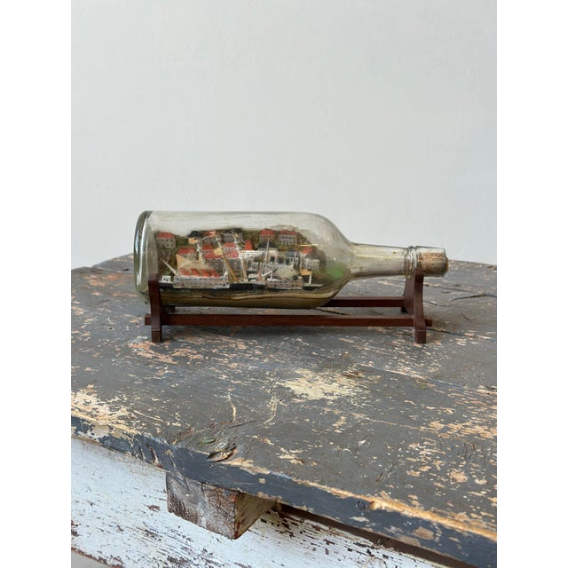 Vintage Folk Art Ship Diorama Bottle Whimsy, Circa 1940s For Sale - Image 4 of 12