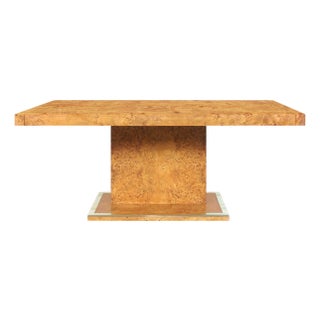 Vintage Burl Wood and Brass Dining Table by Thomasville For Sale