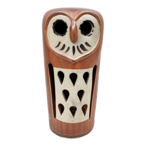 Vintage MCM Ceramic Owl Candle Lantern