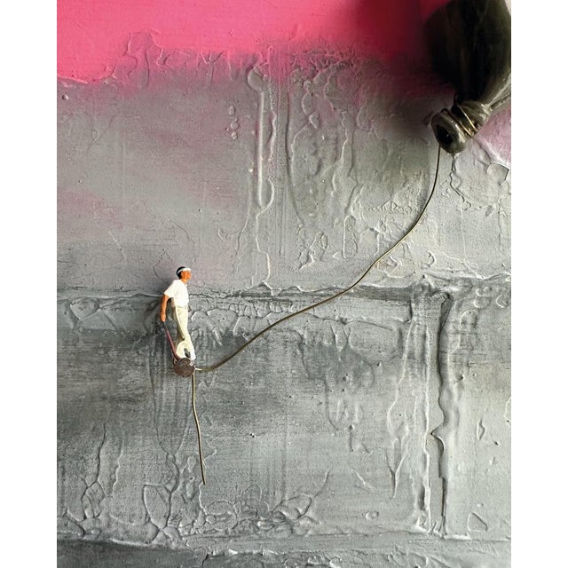 Early 21st Century Vera Vizzi, Wall Sculpture with Heart Balloon and Miniature Figure, 2022, Mixed Media For Sale - Image 5 of 10
