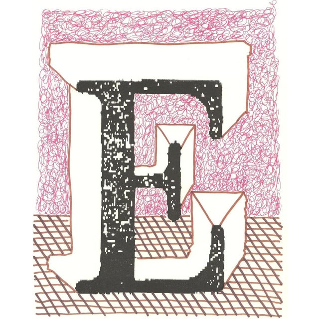 David Hockney, E from Hockneys Alphabet, Lithograph, Framed For Sale