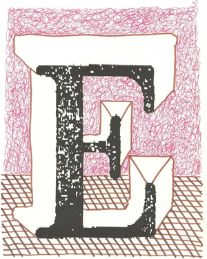 David Hockney, E from Hockneys Alphabet, Lithograph, Framed