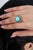 Not Yet Made - Made To Order 6.13ct Cabochon Turquoise & Emerald Halo Cocktail Ring in 14k White Gold Size 8 For Sale - Image 5 of 18