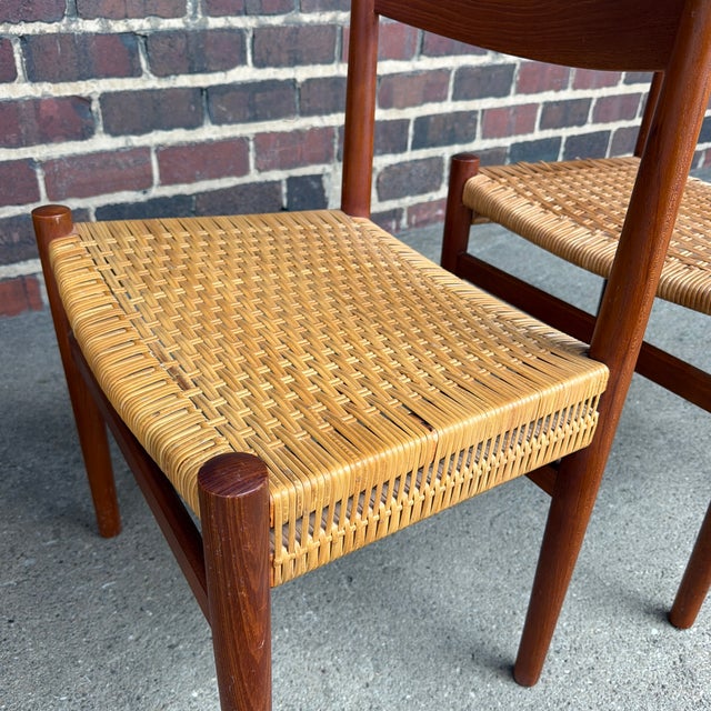Set of 6 Hans J. Wegner Ch-40 Teak Dining Chairs With Woven Cane Seats For Sale In Cleveland - Image 6 of 9