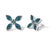Contemporary .925 Sterling Silver 1/3 Cttw Blue Diamond Floral Earrings, Pair For Sale - Image 3 of 4