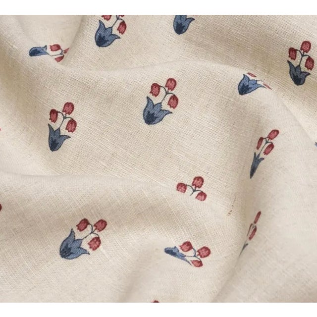 Traditional Moira Floral Linen Pillow Cover in Natural, 22x22 Pillow For Sale - Image 3 of 3