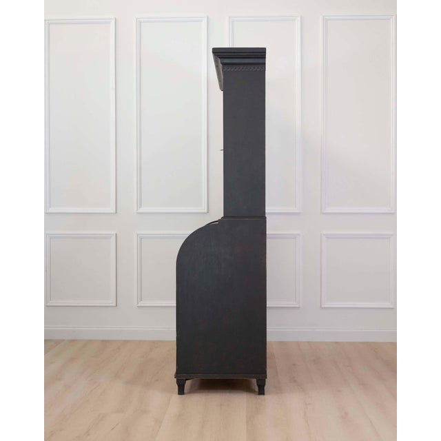 Black Mid 20th Century Swedish Gustavian Style Roll Top Secretary Cabinet For Sale - Image 8 of 11
