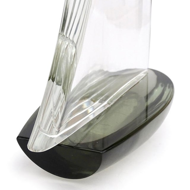 Archimede Seguso Murano Signed Vintage Topaz Clear Italian Art Glass Nautical Sailboat Sculpture For Sale In Orlando - Image 6 of 7