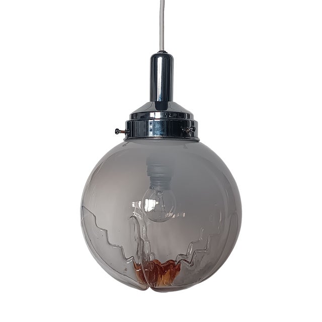 Vintage Murano Glass Globe Pendant Lamp from Mazzega, Italy, 1970s For Sale