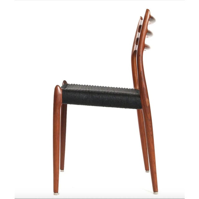 1960s Model 78 Dining Chairs in Teak with Black Paper Cord Seats by Niels Otto (N. O.) Møller for J. L. Møllers, Denmark, 1960s, Set of 4 For Sale - Image 5 of 12