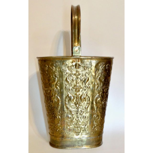 Early 20th-Century English Embossed Gilt Brass Umbrella / Stick Stand For Sale - Image 6 of 12