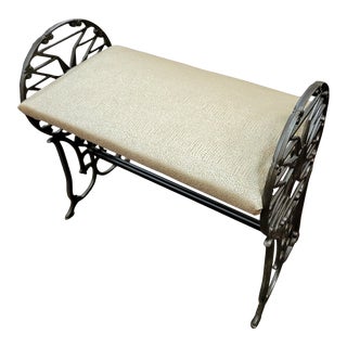 1920s Art Deco Wrought Iron Bench For Sale