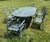 Handsome Cast Aluminum Garden Table With Six Chairs For Sale - Image 11 of 11