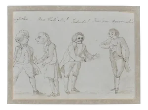 Original 19th Century European Satirical Cartoon Illustration