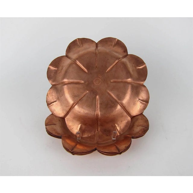 American Marie Zimmermann Arts and Crafts Copper Flower Dishes, Circa 1915, Set of Five For Sale - Image 3 of 11