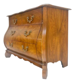 Baker Book Matched Bombay Style Heavy Brass Drop Pulls 3 Drawer Dresser Console