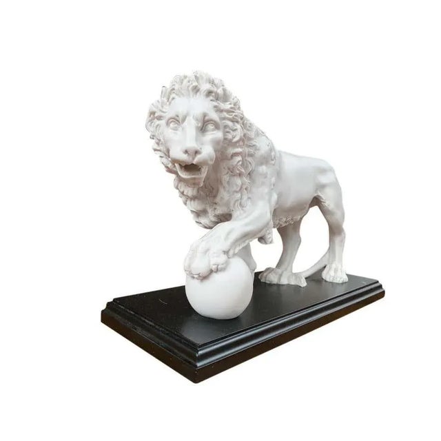 Marble Lion Gatekeeper Statues, Set of 2 For Sale - Image 4 of 8