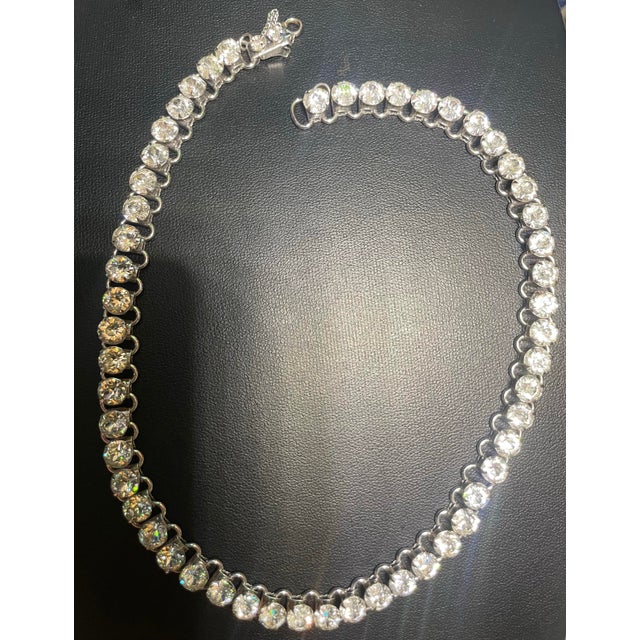 Mid-Century Modern MCM Jewelry: Bookend Chain Crytal Necklace in the the Style of Kramer of New York For Sale - Image 3 of 7