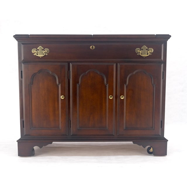 Flip Top Serving Bar cabinet Solid Cherry Bracket Feet MINT For Sale - Image 11 of 18