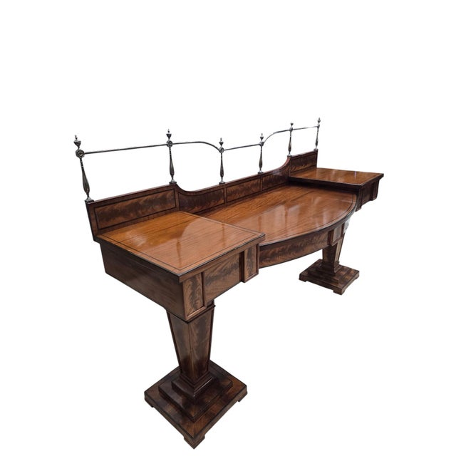 Late 19th Century Monumental Antique English Regency Revival Flame Mahogany Executive Desk For Sale - Image 9 of 12
