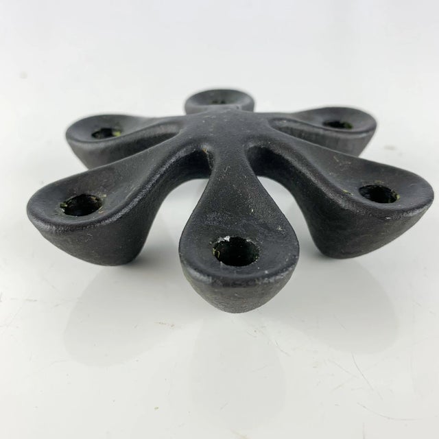 Vintage Black Mid Century Modern Laurids Lonborg Metal Candle Holder, Denmark For Sale In Baltimore - Image 6 of 6