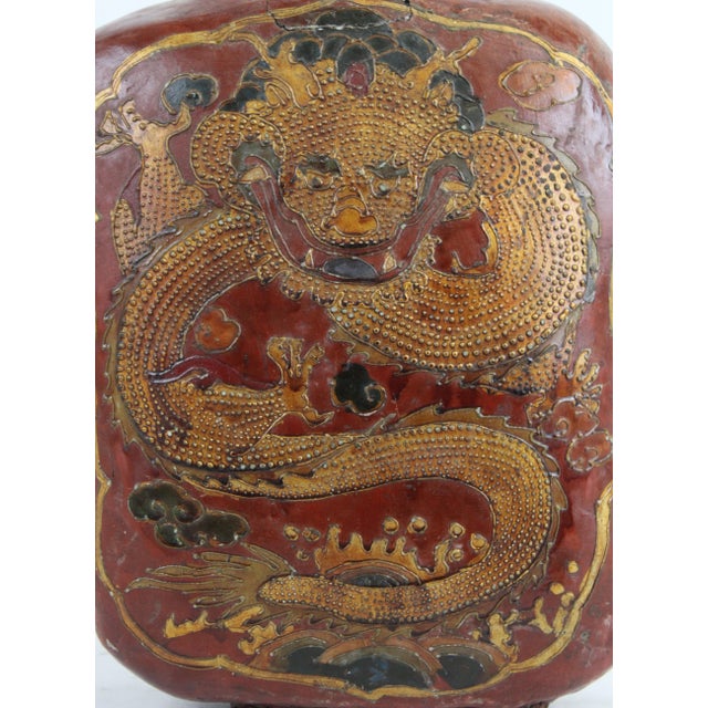 Animal Skin Vintage Dragon Design Oil Storage Vessel For Sale - Image 7 of 14
