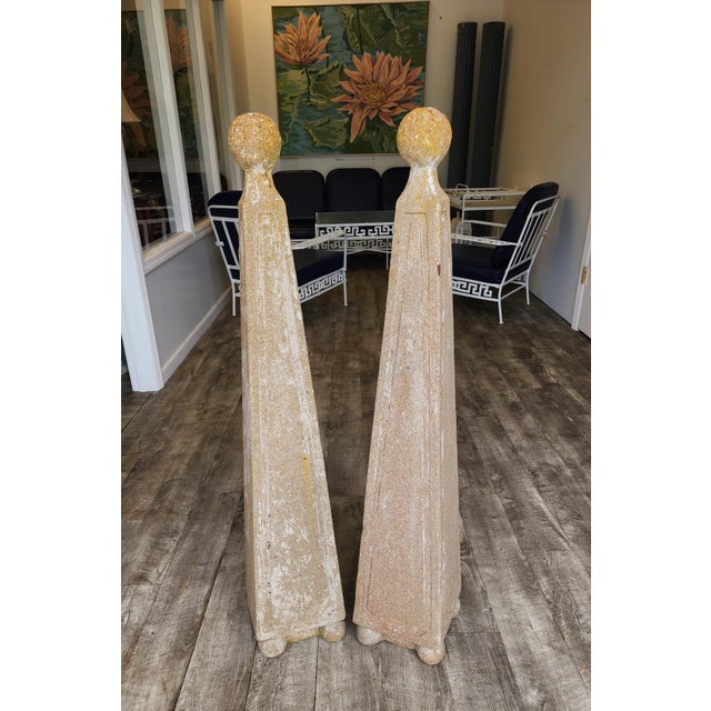 Pair of Vintage Mid-Century French Style Cement Garden Obelisks For Sale - Image 11 of 13