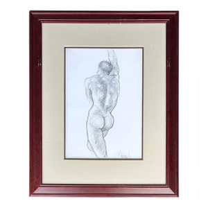 Late 20th Century Male Nude Study Pencil Drawing by Colombian Artist Cardenas, 1 of 2