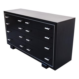 Vintage Ralph Lauren Ebonized Oak Dresser With Chrome Accents For Sale
